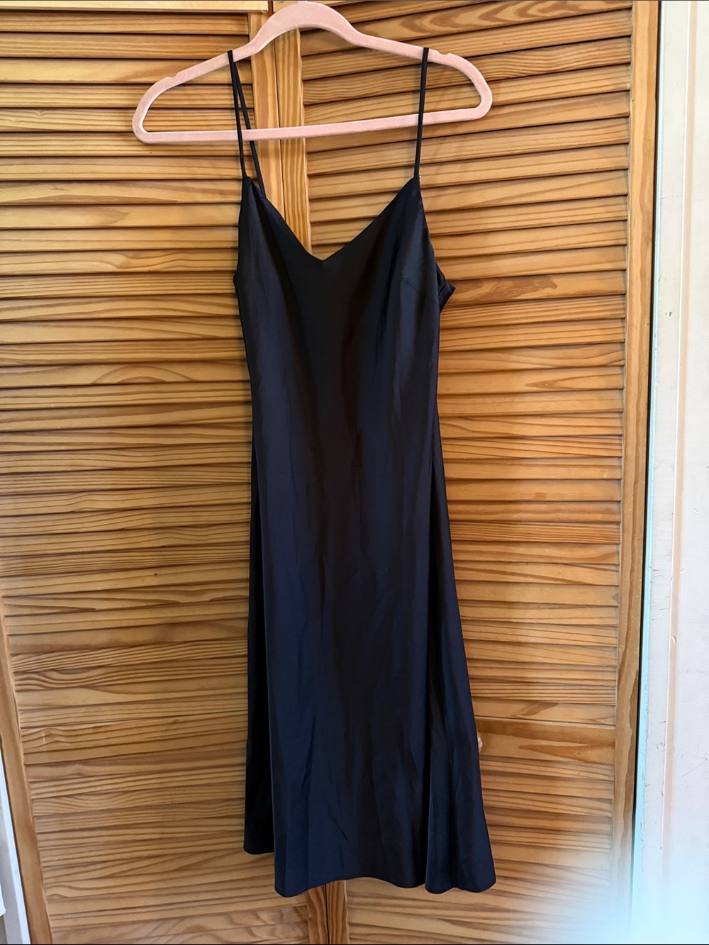 Forever 21 Black Midi Slip Dress with Spaghetti Straps